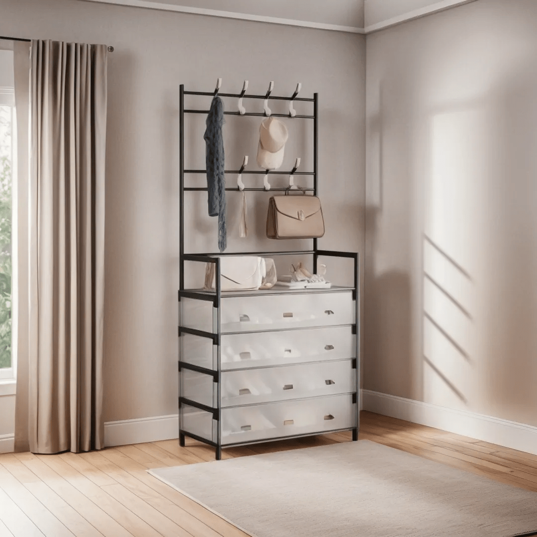 ClosetMax – Perchero Organizador Zapatero Con Tapa Que Ahorra Espacio