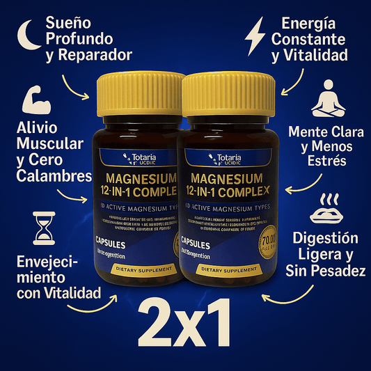 MAGNESIUM 12 EN 1: La Única Fórmula con 12 Formas de Magnesio en Una Sola Cápsula.