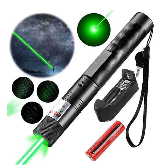 LumiX - Laser Verde UltraLight Recargável – Potente, 6 Modos, Alcance 10km+