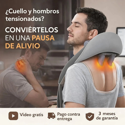 MASAJEADOR ELECTRICO CUELLO ESPALDA CON CALOR PARA ALIVIAR EL DOLOR DE TEJIDOS PROFUNDOS